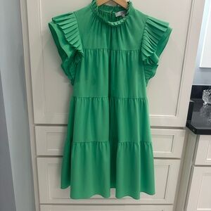 CROSBY by Mollie Burch Vibrant Green Tiered Mini Dress